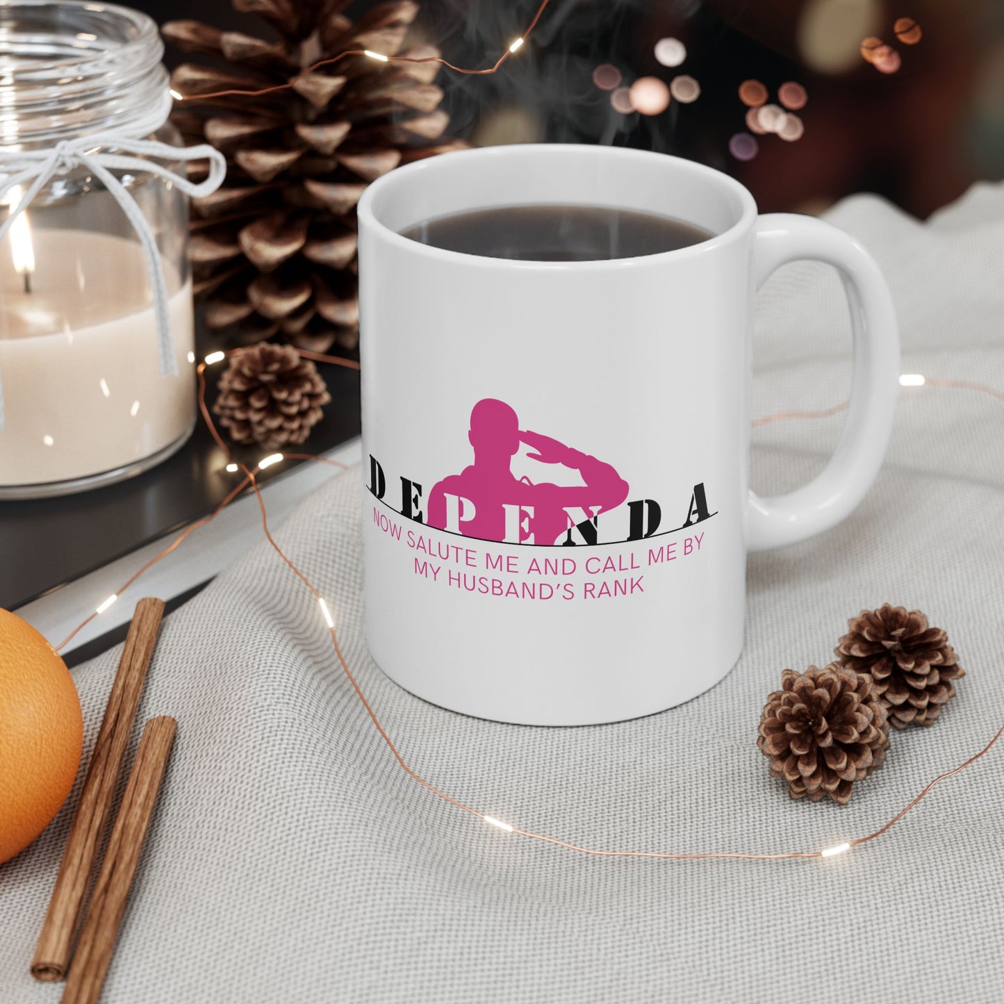 Dependa "My Husband's Rank" Ceramic Mug 11oz